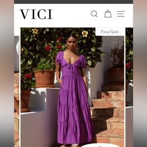 VICI SILVIA POCKETED TIERED MAXI DRESS - PURPLE